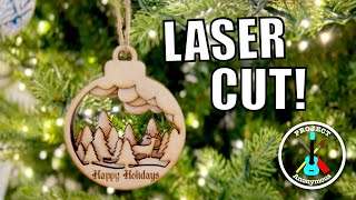 LASER ENGRAVEDCUT WOOD ORNAMENT w Monport 40W CO2 Laser [upl. by Klehm]