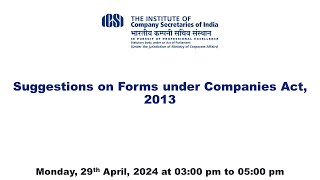 Suggestions on Forms under Companies Act 2013 [upl. by Aural]