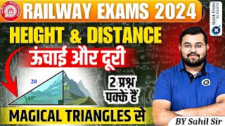 Railway Exams 2024  TrigonometryHeight amp Distance  2 Questions Fixed in Exam Maths by Sahil sir [upl. by Ahsiaa]