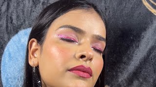 Easy pink glittery eye makeup tutorial😍❤️ [upl. by Rehpotsrihc]