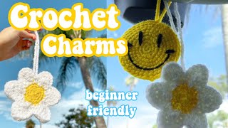 Crochet Flower Charm │ Beginner Friendly Crochet [upl. by Frost]