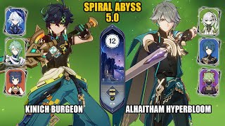 F2P Kinich Burgeon amp Alhaitham Hyperbloom  Spiral Abyss 50  Floor 12  Genshin Impact [upl. by Oster805]