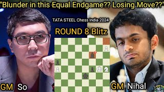 Wesley So VS Nihal Sarin  Tata Steel Chess India 2024  Round 8 Blitz [upl. by Brom]