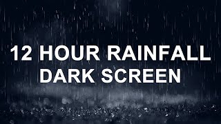 Gentle Night Rain 12 HOURS  Sleep Insomnia with DARK SCREEN White Noise [upl. by Raviv]