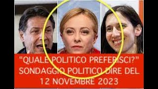 quotQUALE POLITICO PREFERISCIquot SONDAGGIO POLITICO DIRE DEL 12 NOVEMBRE 2023 [upl. by Nairb]