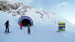 Ski Tunnel Sölden 3240m Rettenbach Glacier to Tiefenbach Лыжный тунель в Зельдене [upl. by Ailadi377]