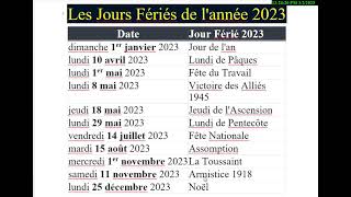 jour fériés 2023 jour fériés 2023 paris jour fériés jour fériés 2023 calendrier [upl. by Ardied901]