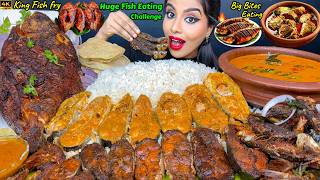 ASMR Eating Spicy King Fish CurryFish Fry MasalaFull Fish FryRice Big Bites ASMR Eating Mukbang [upl. by Fabyola]