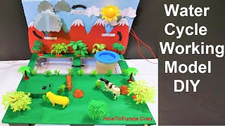 water cycle working model using dc pump  science project  DIY at home   howtofunda [upl. by Fiske459]