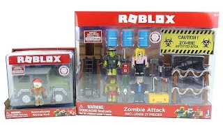 Roblox Series 2 Toys Zombie Attack and Apocalypse Rising 4x4 Pack Unboxing Toy Review [upl. by Nemrak]