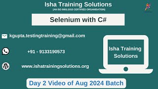 Selenium with C Day 2 Video On 9th August 2024 [upl. by Kokaras]