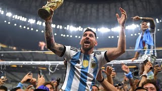 🇦🇷 Messi showing World Cup trophy in front of Argentina fans I 2022 Final Qatar [upl. by Wolfgram456]