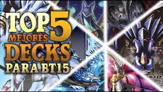 TOP 5 MEJORES DECKS PARA BT15 PREBAN LIST   Digimon Card Game digimon tcg [upl. by Hayifas677]