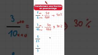 Transformer une fraction en pourcentage  maths mathshorts [upl. by Thorndike]