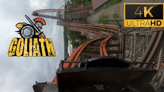 Goliath Six Flags Great America  Front Row POV 4k 30 [upl. by Nivan]