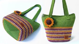 CROCHET BAG  CROCHET BAG TUTORIAL FOR BEGINNERS  SHOULDER BAG  TOTE BAG [upl. by Ardnek721]