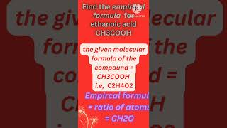 Find the Empirical Formula for Ethanoic acid CH3COOH [upl. by Iharas]