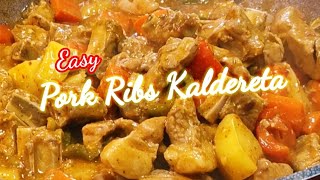 Pork Ribs Caldereta Easy Recipe Kalderetang Baboy ribs [upl. by Kulda]