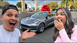 SURPRISING BABY SISTER W BRAND NEW TESLA [upl. by Ajnin]