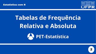 Estatística com R  Tabelas de frequência absoluta e relativa [upl. by Egiarc327]