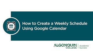 How to Create a Weekly Schedule Using Google Calendar [upl. by Malissia224]