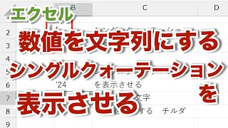 エクセル【無音】シングルクォーテーションを表示させる 数値を文字列で表示する【忘れたときに見るエクセルの備忘録】h14 [upl. by Retsev]