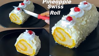 Swiss Roll Recipe Eggless No Oven Swiss Roll Recipe Pineapple Swiss Roll Recipe [upl. by Armallas813]