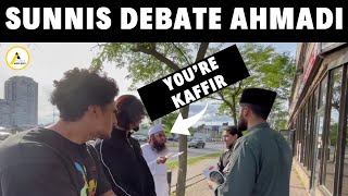 Heated Debate  Sunni Muslims Debate Ahmadi Muslim In Front of Sunni Mosque l Speakers Corner [upl. by Bach268]