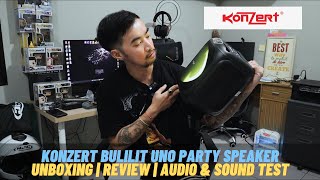 KONZERT BULILIT UNO Portable Party Speaker  Unboxing Review Audio Test Sample Bluetooth Speaker [upl. by Aratak]