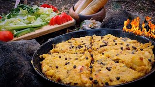 Cooking Persian Chicken frittata in jungle out door vibs  Stuffed Chicken breast [upl. by Drawe]