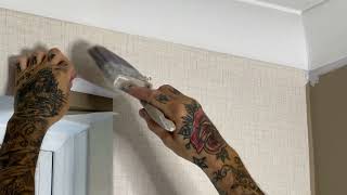 Wallpapering Around A Window Reveal amp How To Overlap The Wallpaper [upl. by Holmen208]