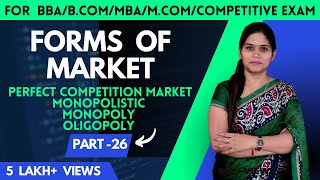 Forms Of Market  Perfect Competition Market  Imperfect Competition  Monopolistic  Monopoly [upl. by Thurston]