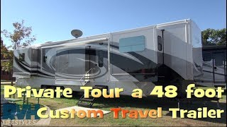 Private Tour Exterior and Systems of 48 Foot Travel Trailer By Spacecraft [upl. by Afatsuom]