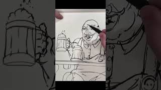 Drawing inking german bar drawing inking oktoberfest [upl. by Accebor]