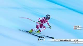 Austrias Nicole Schmidhofer crashes thru fencing at World Cup Womens Downhill race [upl. by Renaud454]