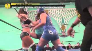 Sanely y Ángel Guerrera vs Felina metálica y Reina Oscura ILLM [upl. by Kokaras]