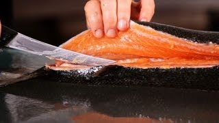 How to Cut Salmon into 2 Fillets  Fish Filleting [upl. by Lucille]