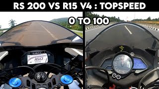 Pulsar RS 200 VS R15 V4  0 TO 100  TOPSPEED [upl. by Rodmur]