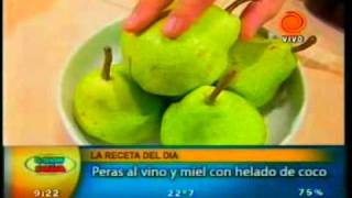 Peras al vino y miel con helado de coco pt1 201103043gp [upl. by Adirahs]