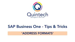 SAP Business One Address Formats [upl. by Nadia84]