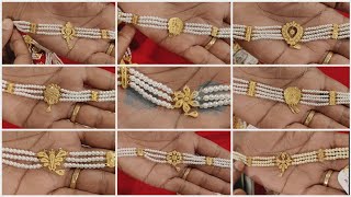 GOLD AND PEARL CHOKER CHIK 2024  LATEST LIGHT WEIGHT 22K SOLID GOLD AND PEARL NECKLACE DESIGN 2024 [upl. by Munshi]