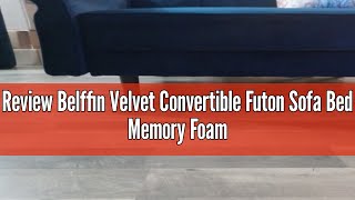 Review Belffin Velvet Convertible Futon Sofa Bed Memory Foam Futon Couch Sleeper Sofa Blue [upl. by Iror]