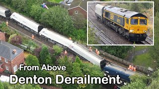 Denton Junction DERAILMENT  Drone Footage From Above [upl. by Negeam]