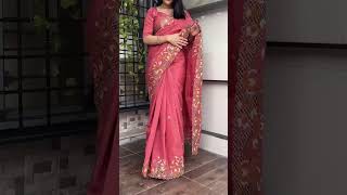 Embroidery slub silk cut work sarees new addition 👌 🙌 [upl. by Andrews]