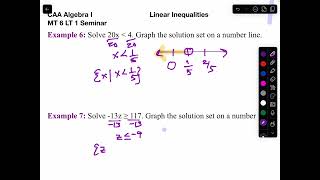 Algebra 1 MT 6 LT 1 seminar part 4 linear inequalities [upl. by Guttery]