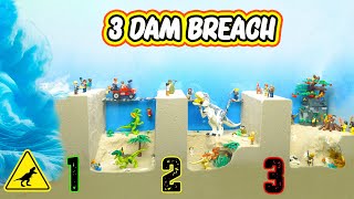 3 Sand Dam Collapse Caused Flooding Dinosaur amp Emerald Cave  Lego Dam Breach Experiment [upl. by Modesta]