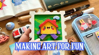 How I Stay Creative 🏠 Making Art for Fun  My First Wood Cutout Painting [upl. by Anasiul]