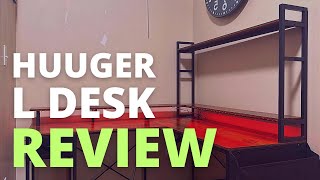 Huuger L Shaped Desk Review  L Shaped Gaming Desk Review  Computer Desk LED Light and Power Outlet [upl. by Hayarahs]