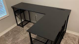 ODK 66quot L Shaped Desk with Power Outlet and USB Charging Ports  Product Review [upl. by Rehpotsyrk]