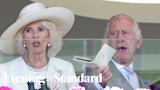 Royal Ascot Racegoers arrive for Royal Ascot opening day [upl. by Alleacim733]